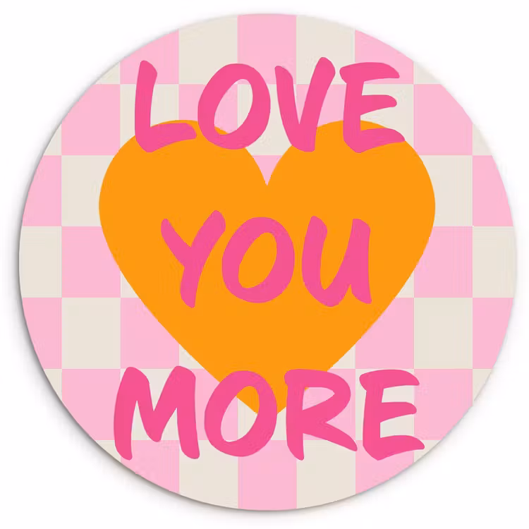 Valentijn - Love - Roze - Oranje Wandcirkel plexiglas klein -3d