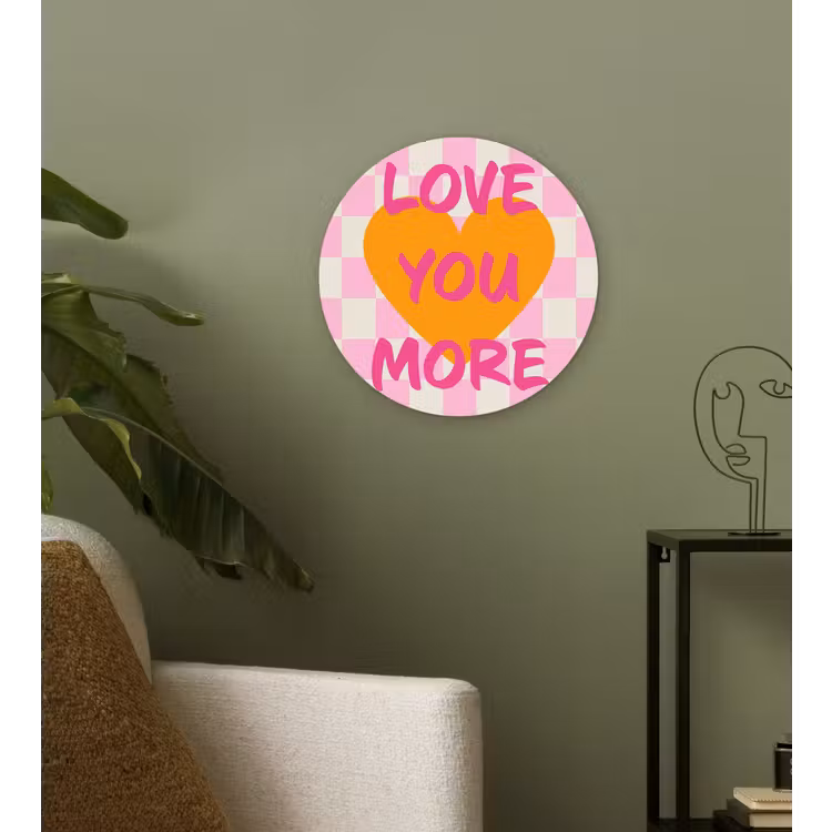 Valentijn - Love - Roze - Oranje Wandcirkel plexiglas klein -sfeer3