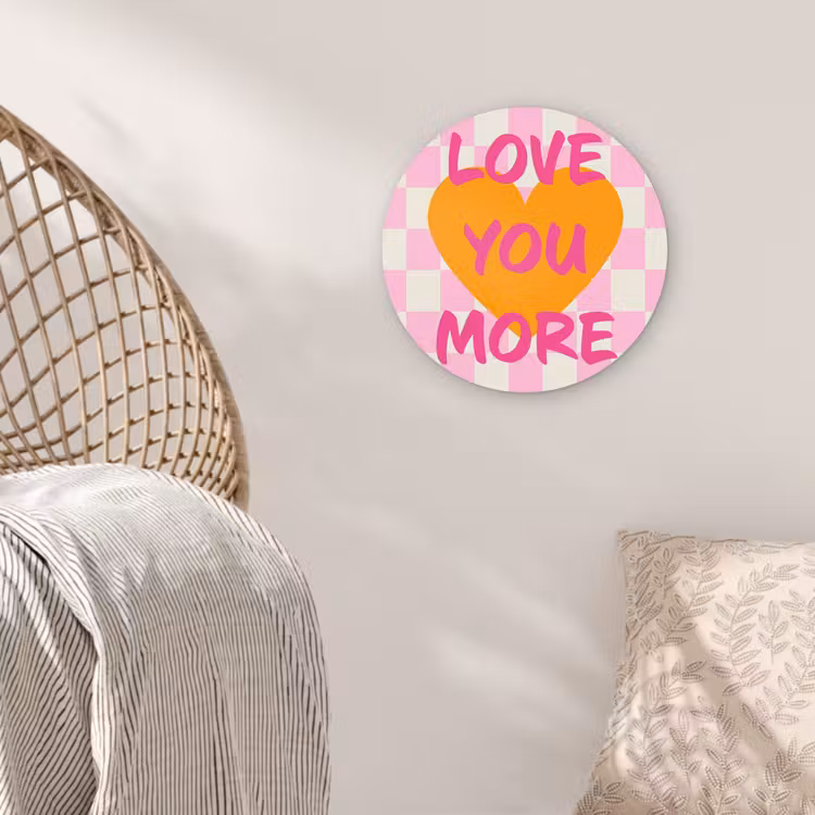 Valentijn - Love - Roze - Oranje Wandcirkel plexiglas klein -sfeer5