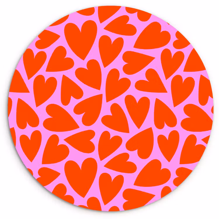 Valentijn - Patroon - Roze - Rood Wandcirkel plexiglas klein 852 -3d