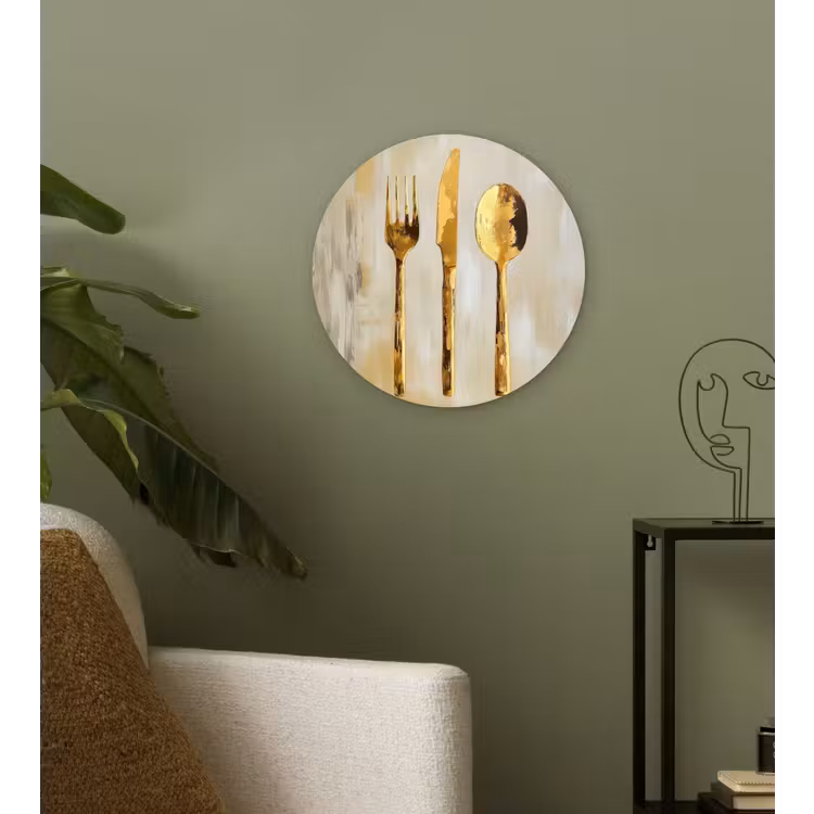 Verf - Goud - Bestek Wandcirkel plexiglas klein -sfeer3
