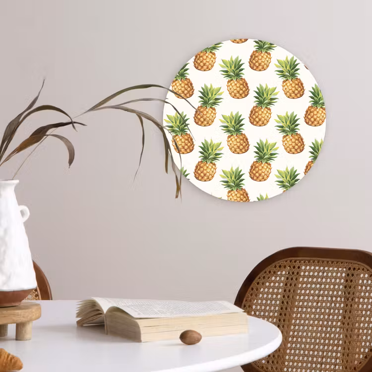 Vintage - Ananas - Blad Wandcirkel plexiglas klein 852 -sfeer4
