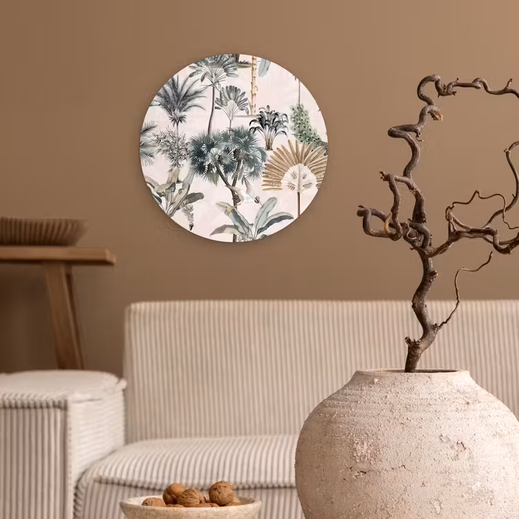 Inductie afdekplaat - Vintage - Jungle - Dieren - Natuur - Inductie beschermer Wandcirkel plexiglas klein -sfeer1