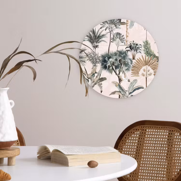 Inductie afdekplaat - Vintage - Jungle - Dieren - Natuur - Inductie beschermer Wandcirkel plexiglas klein -sfeer4