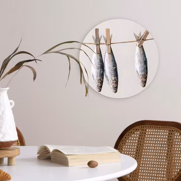 Muurcirkel glas - Vis - Hangend - Eten - Vis - Hangend - Eten Wandcirkel plexiglas klein