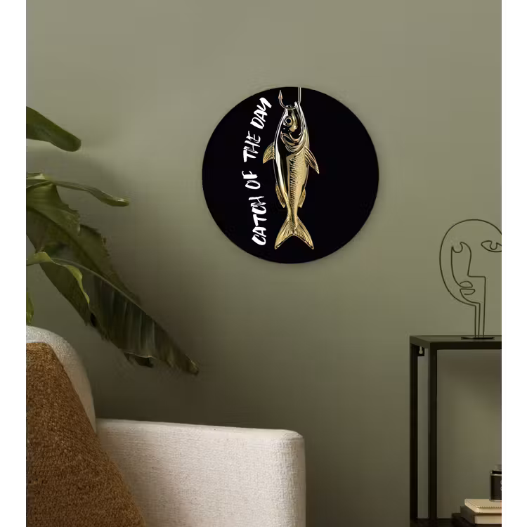 Vis - Zwart - Goud - Tekst Wandcirkel plexiglas klein -sfeer3