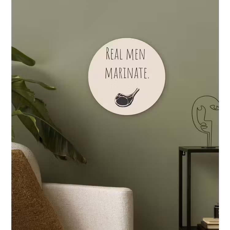 Vlees - Minimalistisch - Beige - Quote Wandcirkel plexiglas klein -sfeer3