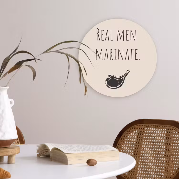 Vlees - Minimalistisch - Beige - Quote Wandcirkel plexiglas klein -sfeer4