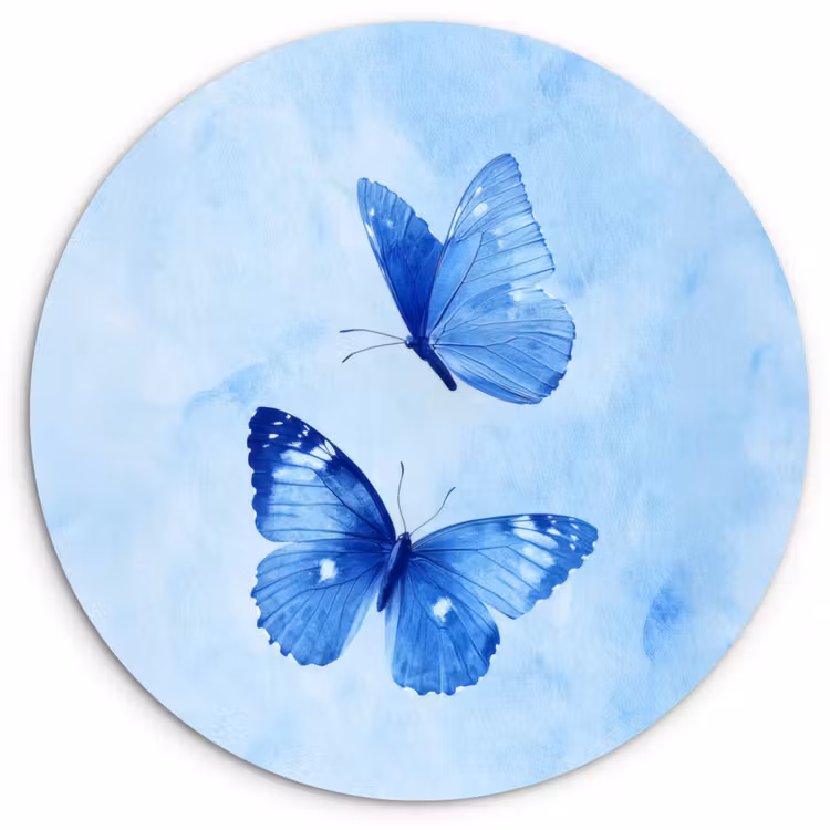 Vlinders - Sierlijk - Blauw Wandcirkel plexiglas klein -3d