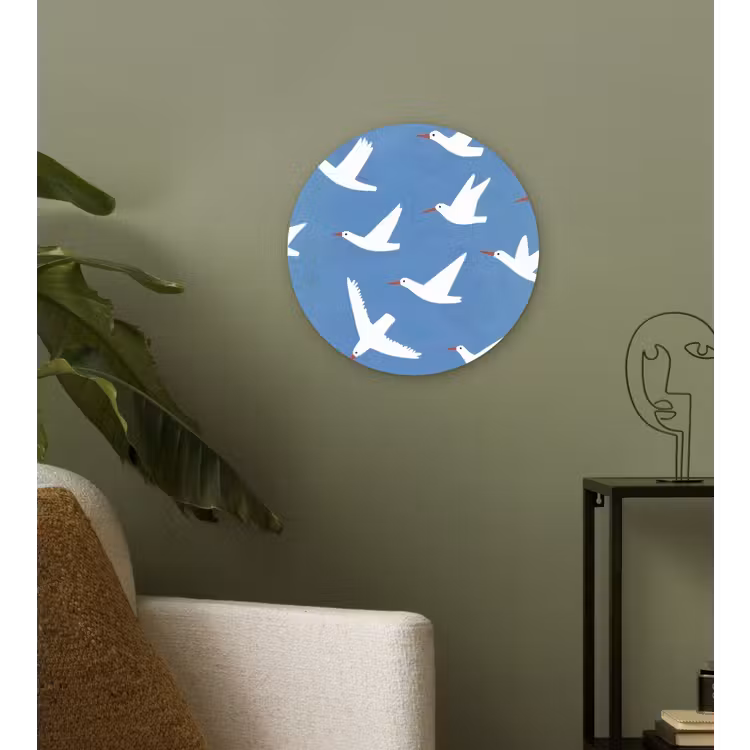 Vogels - Wit - Patroon Wandcirkel plexiglas klein -sfeer3