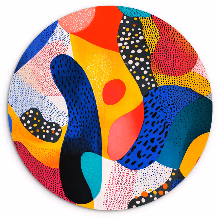 Vormen - Abstract - Stippels - Blauw Wandcirkel plexiglas klein -3d