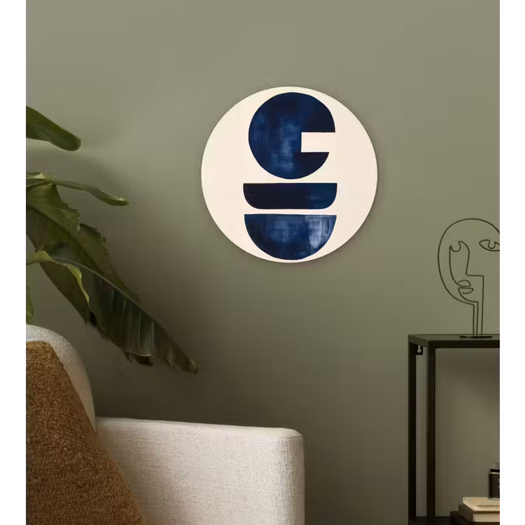 Vormen - Blauw - Abstract Wandcirkel plexiglas klein -sfeer3