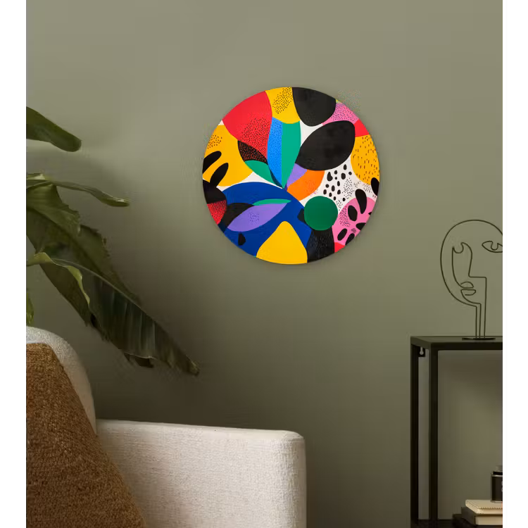 Vormen - Stippen - Kleurrijk Wandcirkel plexiglas klein -sfeer3