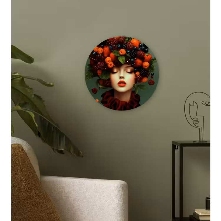 Vrouw - Aardbeien - Frambozen - Bramen - Bessen Wandcirkel plexiglas klein -sfeer3