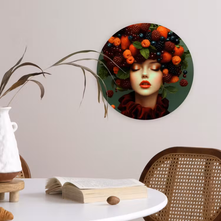 Vrouw - Aardbeien - Frambozen - Bramen - Bessen Wandcirkel plexiglas klein -sfeer4