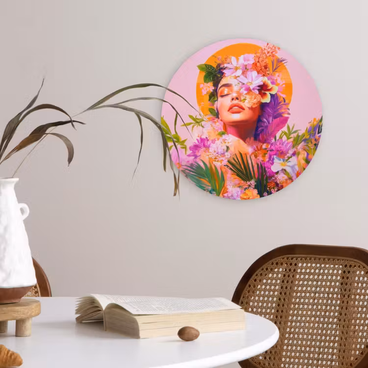 Vrouw - Abstract - Cirkel - Bloemen Wandcirkel plexiglas klein -sfeer4