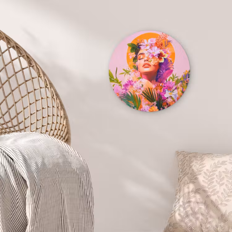 Vrouw - Abstract - Cirkel - Bloemen Wandcirkel plexiglas klein -sfeer5