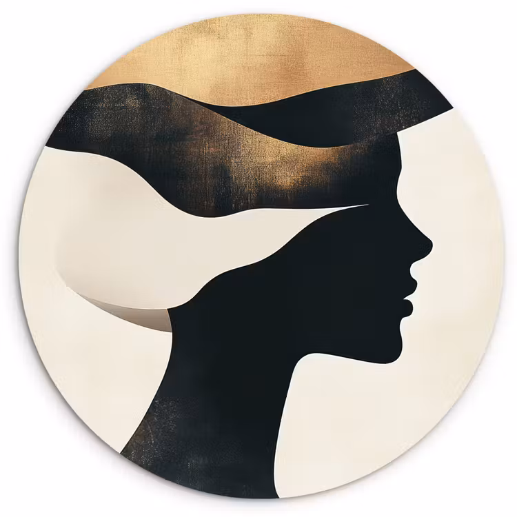 Vrouw - Golven - Zwart Wandcirkel plexiglas klein -3d