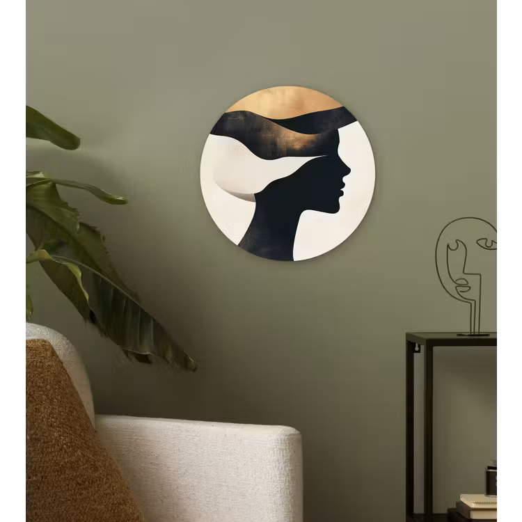 Vrouw - Golven - Zwart Wandcirkel plexiglas klein -sfeer3