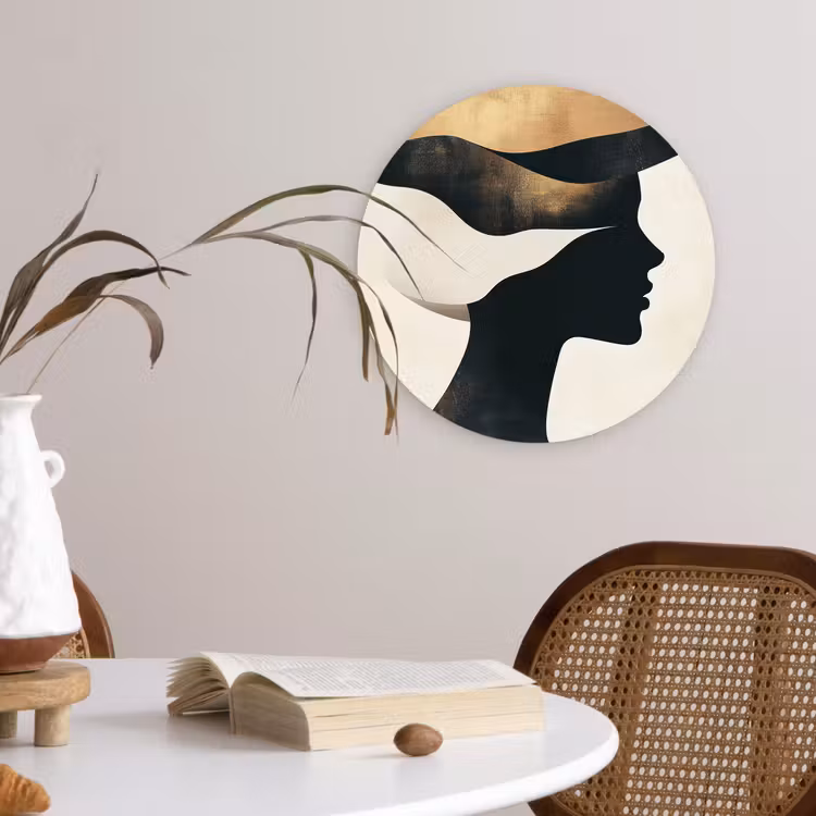 Vrouw - Golven - Zwart Wandcirkel plexiglas klein -sfeer4