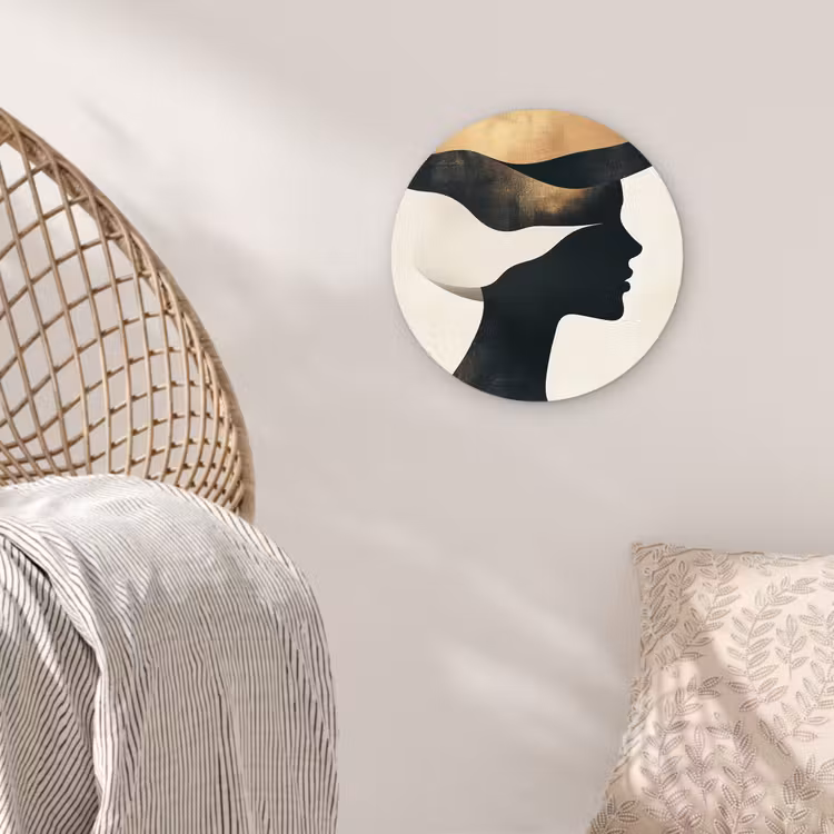 Vrouw - Golven - Zwart Wandcirkel plexiglas klein -sfeer5
