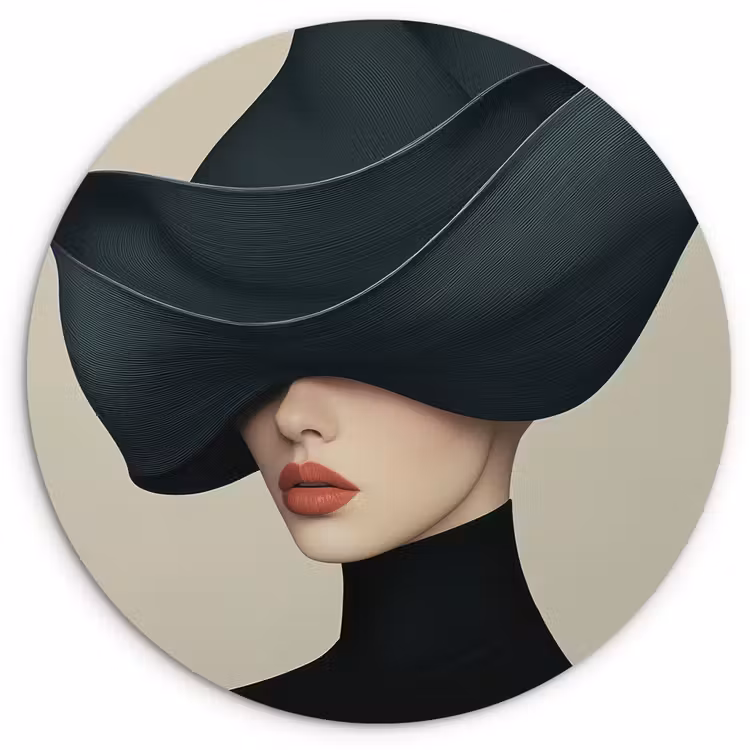 Vrouw - Groen - Hoed Wandcirkel plexiglas klein -3d