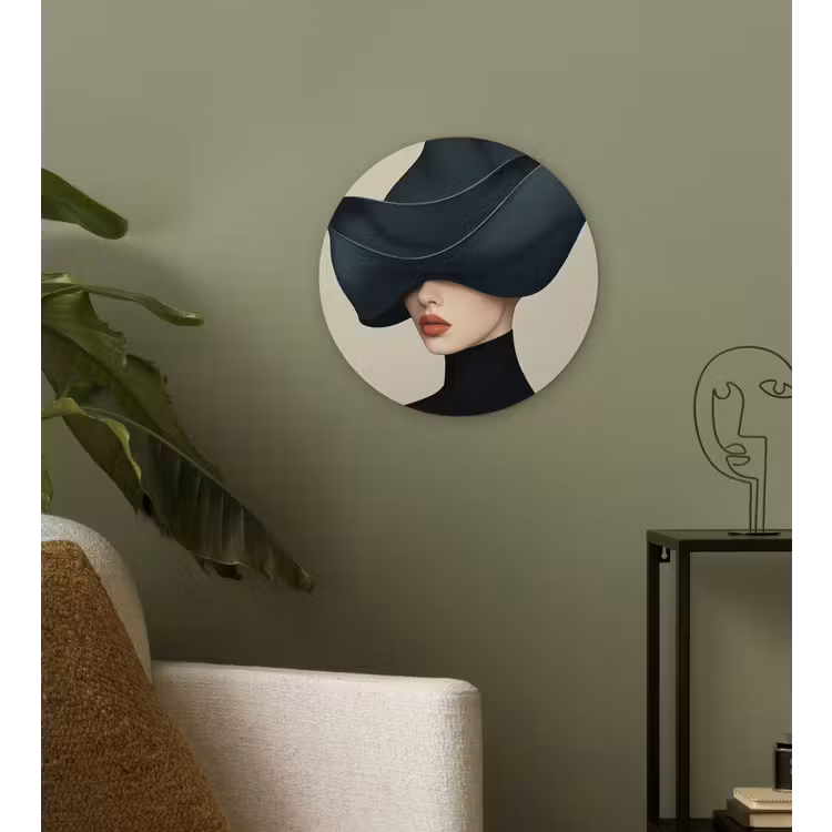 Vrouw - Groen - Hoed Wandcirkel plexiglas klein -sfeer3