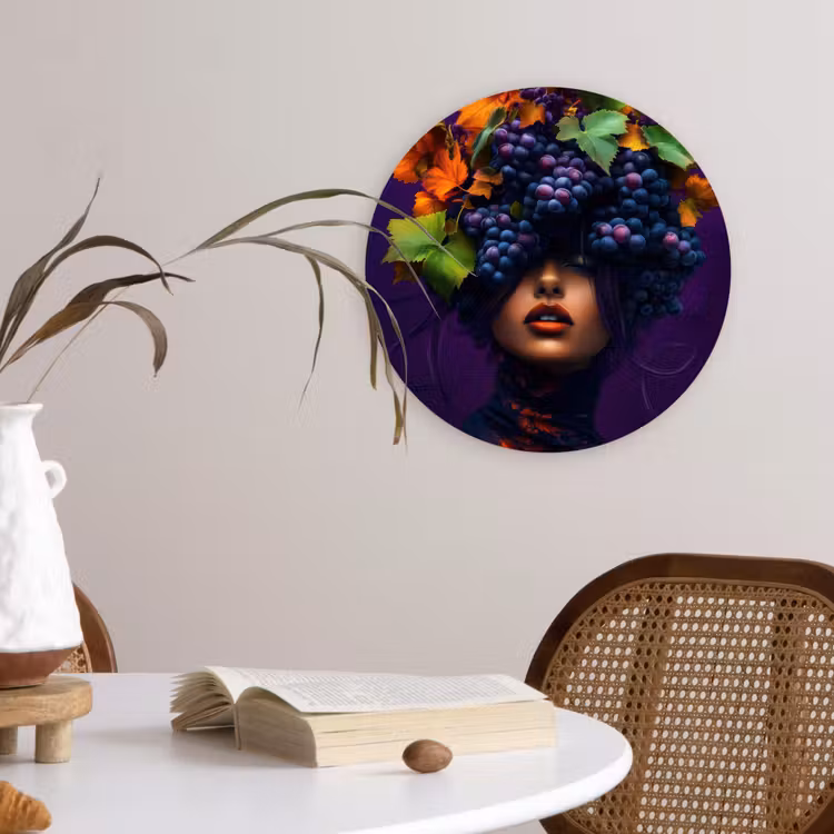 Vrouw - Paars - Druiven Wandcirkel plexiglas klein -sfeer4