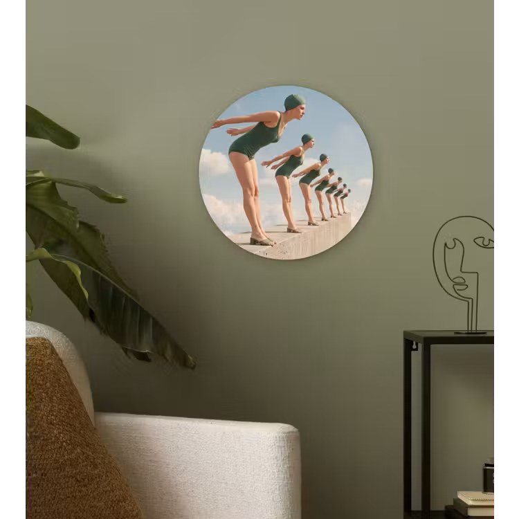 Muurcirkel glas - Vrouwen - Duikhouding - Wolken - Vrouwen - Duikhouding - Wolken Wandcirkel plexiglas klein