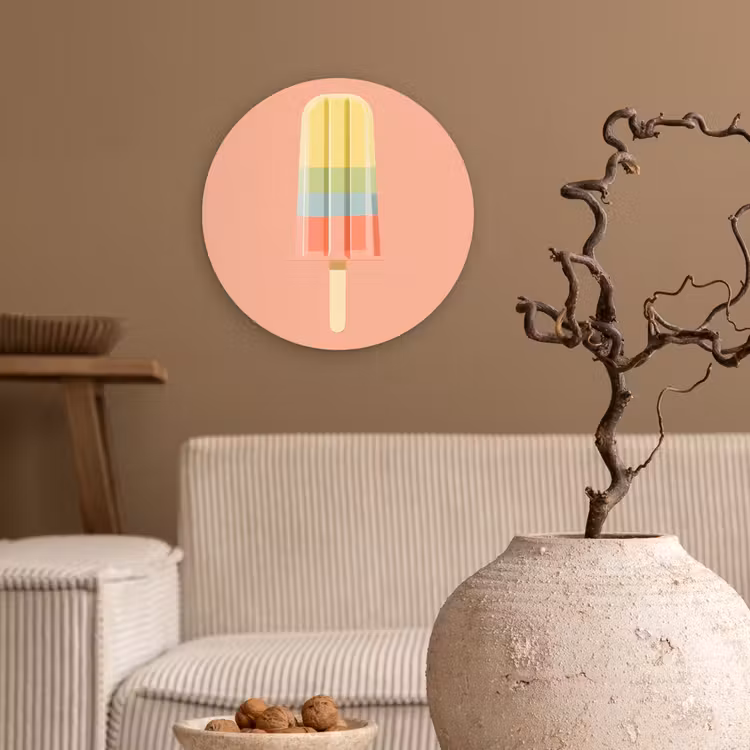 Waterijsje - Pasteltinten - Minimalistisch Wandcirkel plexiglas klein -sfeer1