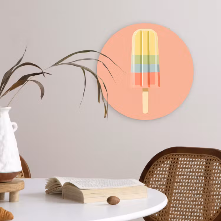 Waterijsje - Pasteltinten - Minimalistisch Wandcirkel plexiglas klein -sfeer4