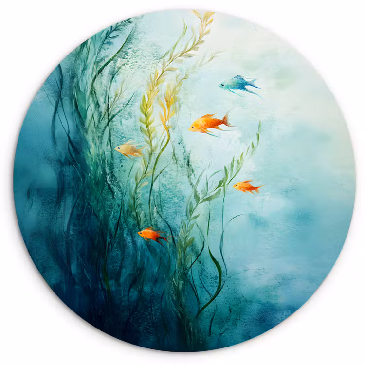 Waterplanten - Vissen - Kleurrijk - Water Wandcirkel plexiglas klein -3d