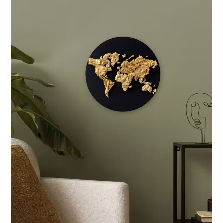Wereldkaart - Specerijen - Kleurrijk Wandcirkel plexiglas klein -sfeer3