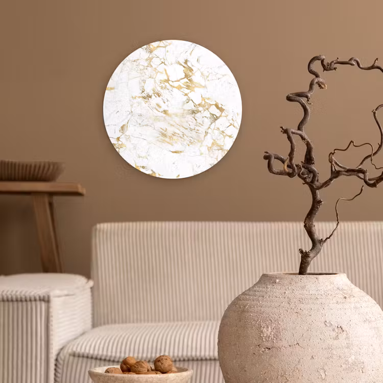 Wit - Marmer - Luxe - Goud Wandcirkel plexiglas klein 852 -sfeer1