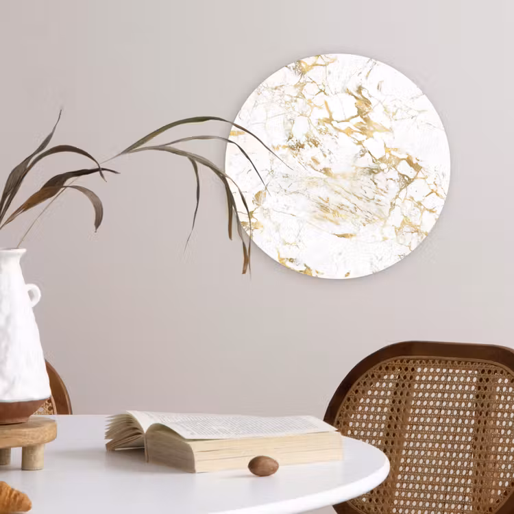 Wit - Marmer - Luxe - Goud Wandcirkel plexiglas klein 852 -sfeer4