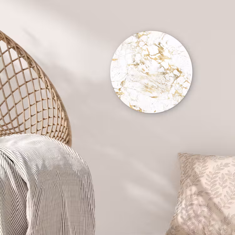 Wit - Marmer - Luxe - Goud Wandcirkel plexiglas klein 852 -sfeer5