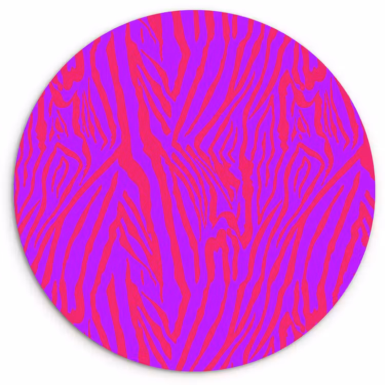 Zebra - Neon - Roze - Paars Wandcirkel plexiglas klein 852 -3d