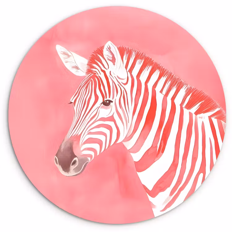 Zebra - Pink - Verf Wandcirkel plexiglas klein -3d