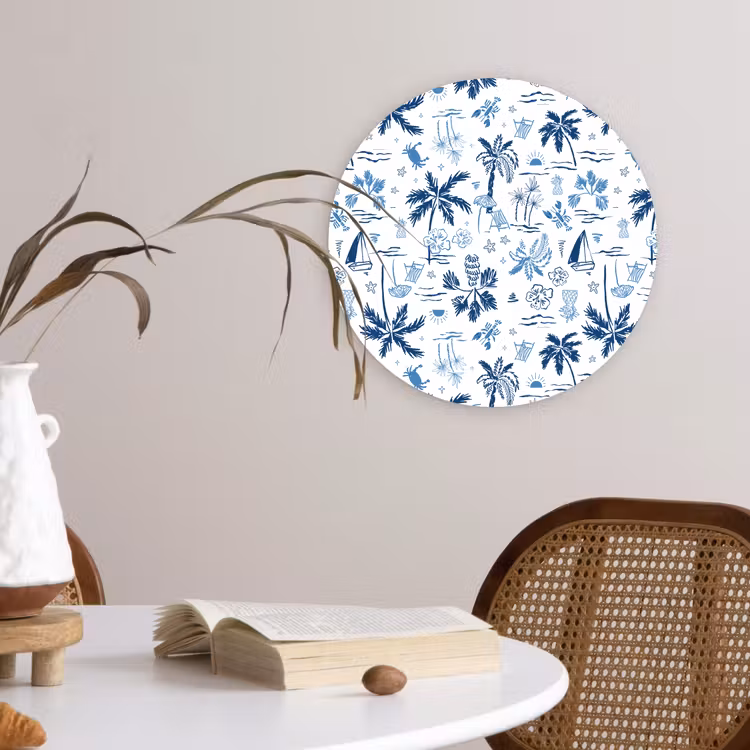 Zee - Strand - Blauw - Wit Wandcirkel plexiglas klein 852 -sfeer4