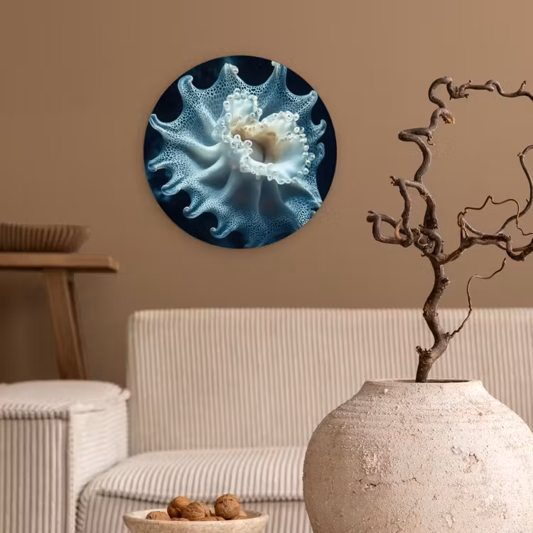 Zeewezen - Wit - Golven - Water Wandcirkel plexiglas klein -sfeer1