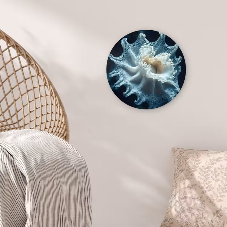 Zeewezen - Wit - Golven - Water Wandcirkel plexiglas klein -sfeer5