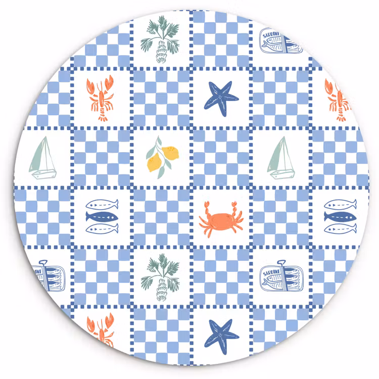 Zee - Sfeer- Mozaïek - Blauw Wandcirkel plexiglas klein 852 -3d