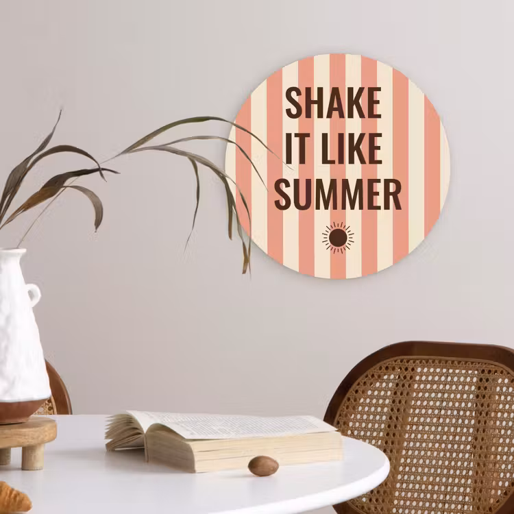 Zomer - Quote - Strepen Wandcirkel plexiglas klein -sfeer4