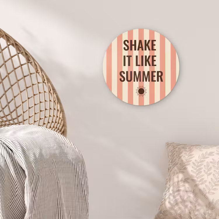 Zomer - Quote - Strepen Wandcirkel plexiglas klein -sfeer5