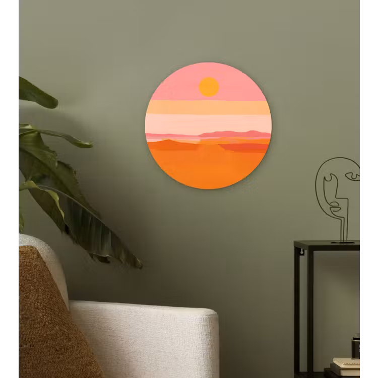 Zon - Abstract - Landschap - Oranje Wandcirkel plexiglas klein -sfeer3