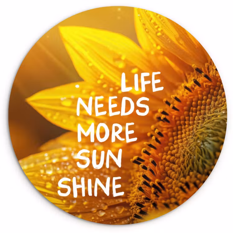 Zonnebloem - Close up - Geel - Quote Wandcirkel plexiglas klein -3d