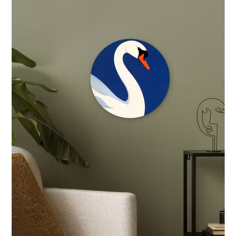 Zwaan - Wit - Snavel - Illustratie Wandcirkel plexiglas klein -sfeer3