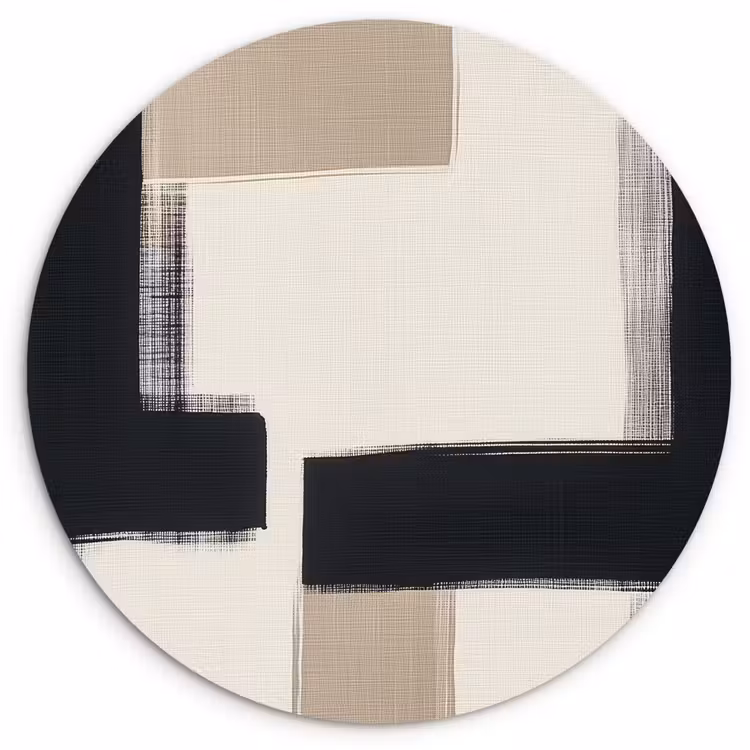 Zwart - Abstract - Japandi Wandcirkel plexiglas klein -3d