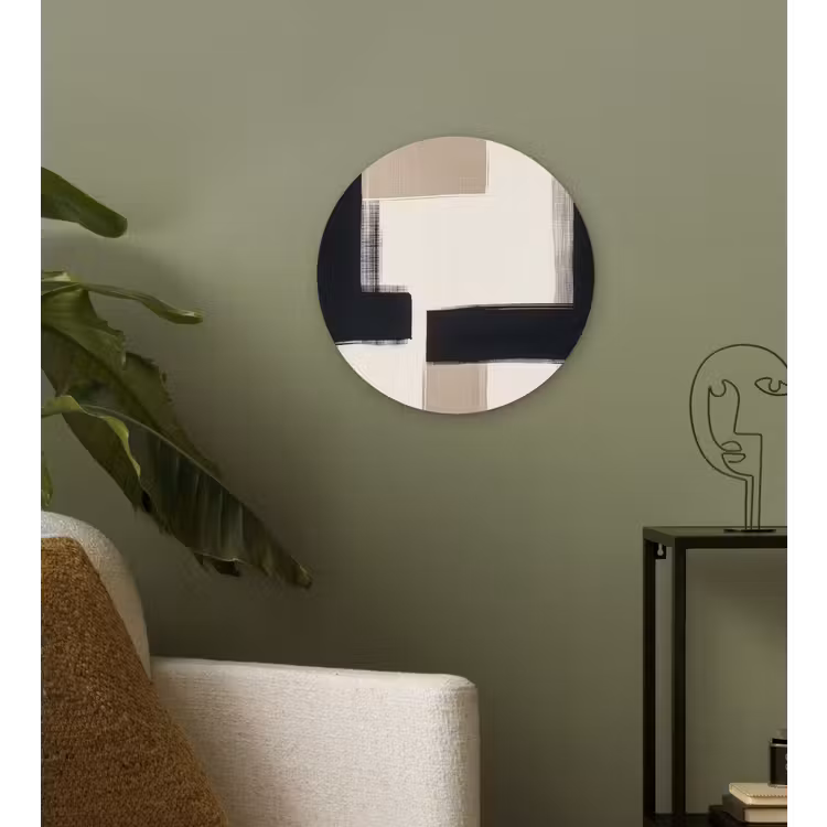 Zwart - Abstract - Japandi Wandcirkel plexiglas klein -sfeer3