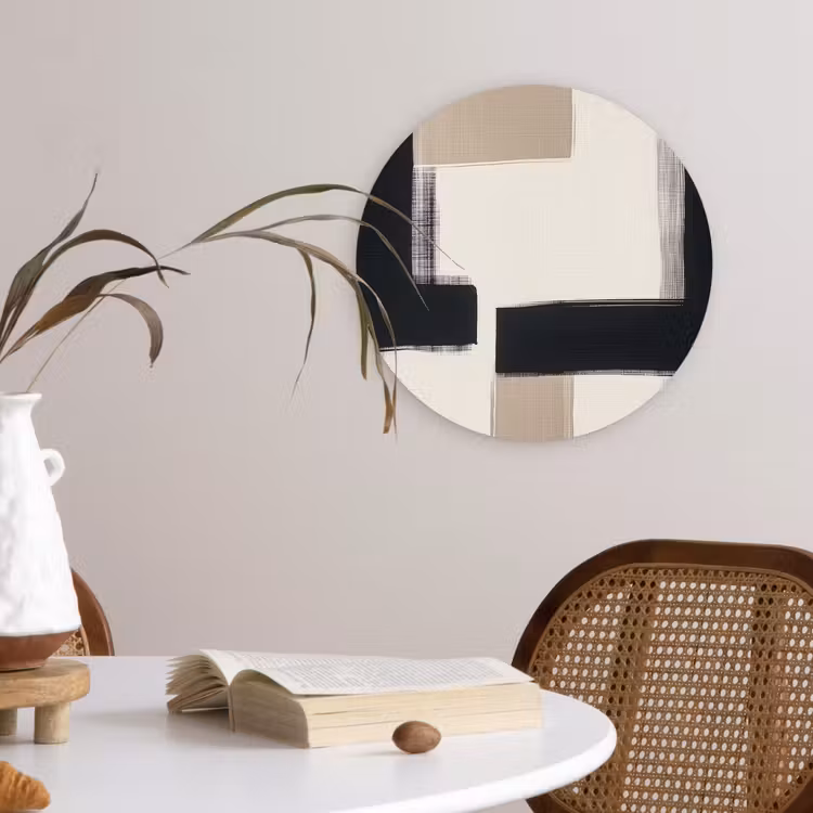 Zwart - Abstract - Japandi Wandcirkel plexiglas klein -sfeer4